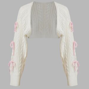Cider White Shrug with Pink Bows